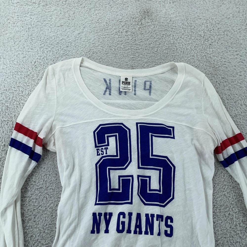 Victoria's Secret Pink New York Giants Shirt Women's L Football L/S Scoop Neck
